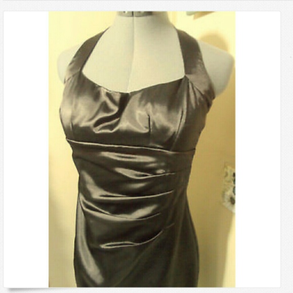 STUDIO Y Formal Dress 3/4 BROWN empire waist Halte - Picture 3 of 7